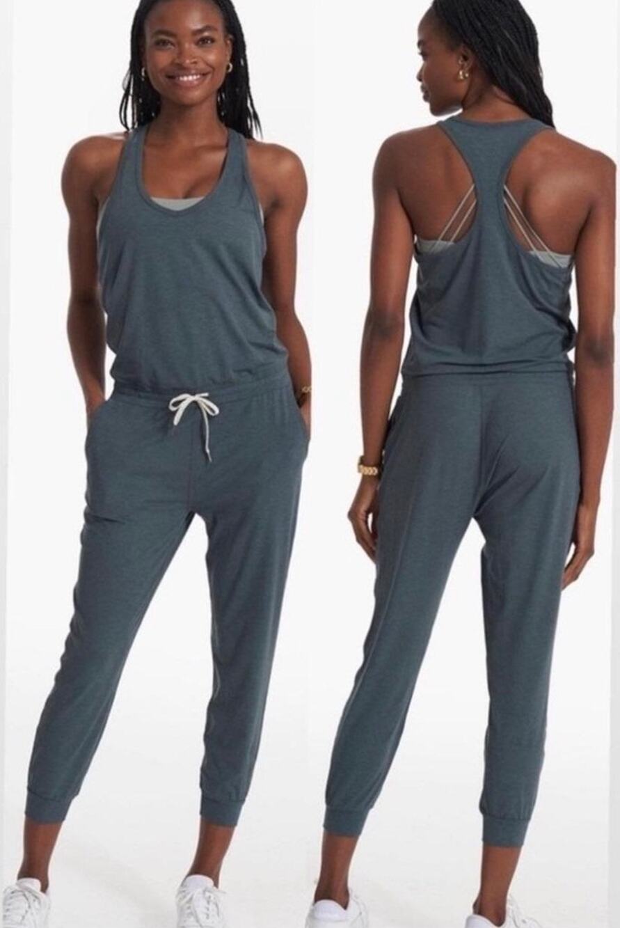 Vuori Halo Racerback Performance Jogger Jumpsuit Blue Gray Size S